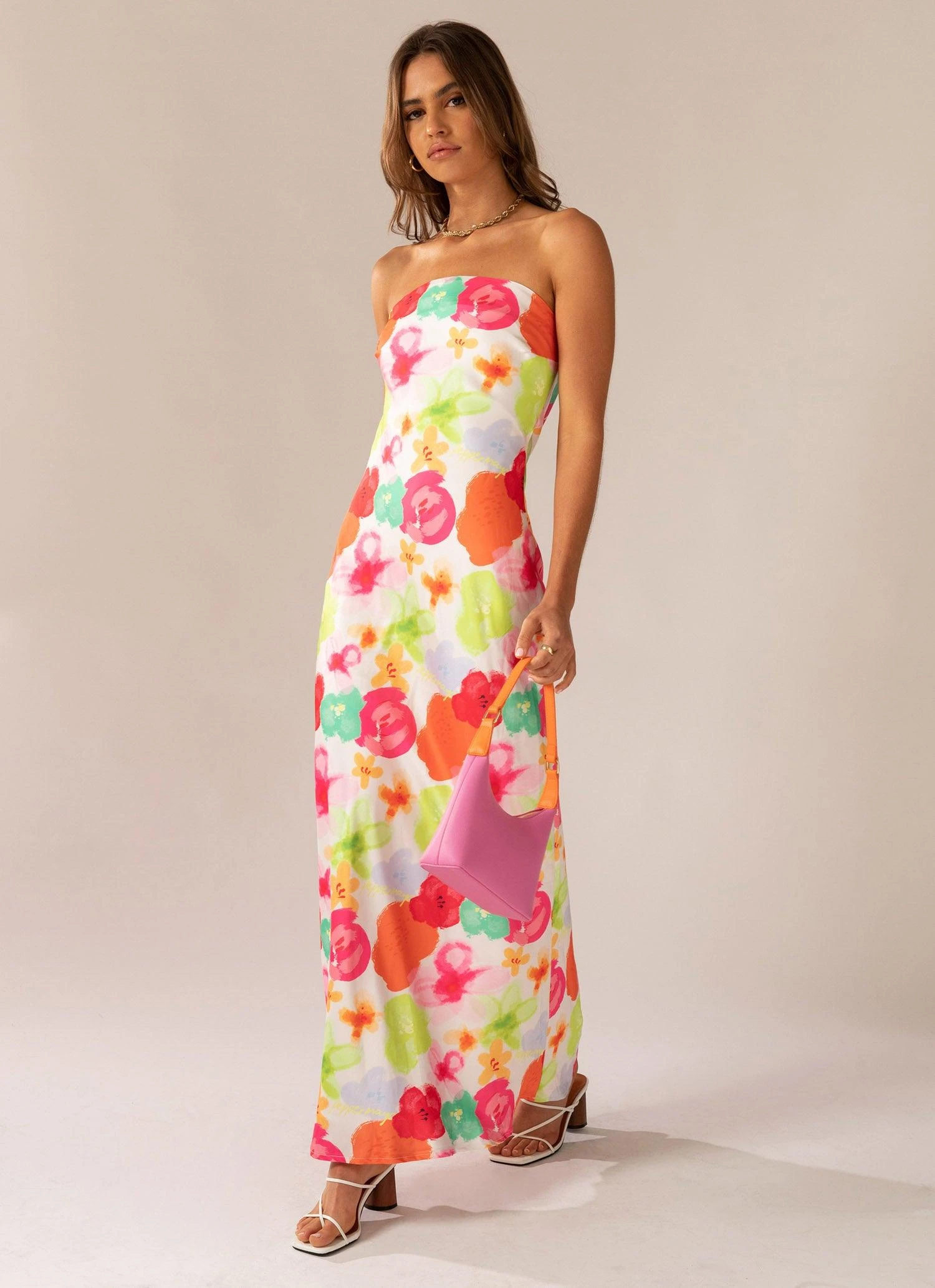 No Service Satin Maxi Dress - Blurred Blossom 1 No Service Satin Maxi Dress - Blurred Blossom