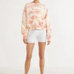 Champion Reverse Weave Cloud Dye Crew - Pink Tie Dye -Outfityo Sales b65ce834cf0a4d3bb4f673b07677e29b