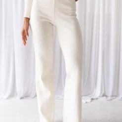 Day Club Organic Cotton Rib Pants - Ivory -Outfityo Sales bb9ab3c148264531bba4ce7f2fb22d20