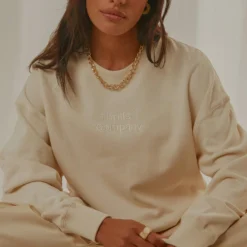 Tonal Stacked Thrills Company Slouch Fit Crew - Unbleached