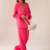 Shake It Off Feather Pants - Magenta