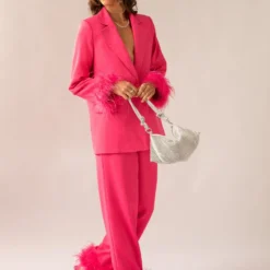 Shake It Off Feather Pants - Magenta