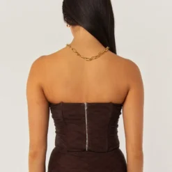 Abbie Bustier - Chocolate Monogram -Outfityo Sales bd9cd61382b24f7ab95119947b8a0e73