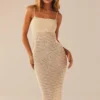 Keeping Cool Crochet Maxi Dress - Seashell