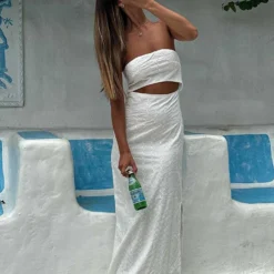 Free Spirited Broderie Maxi Dress - Whisper White