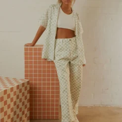 California Pant - Sage Checker