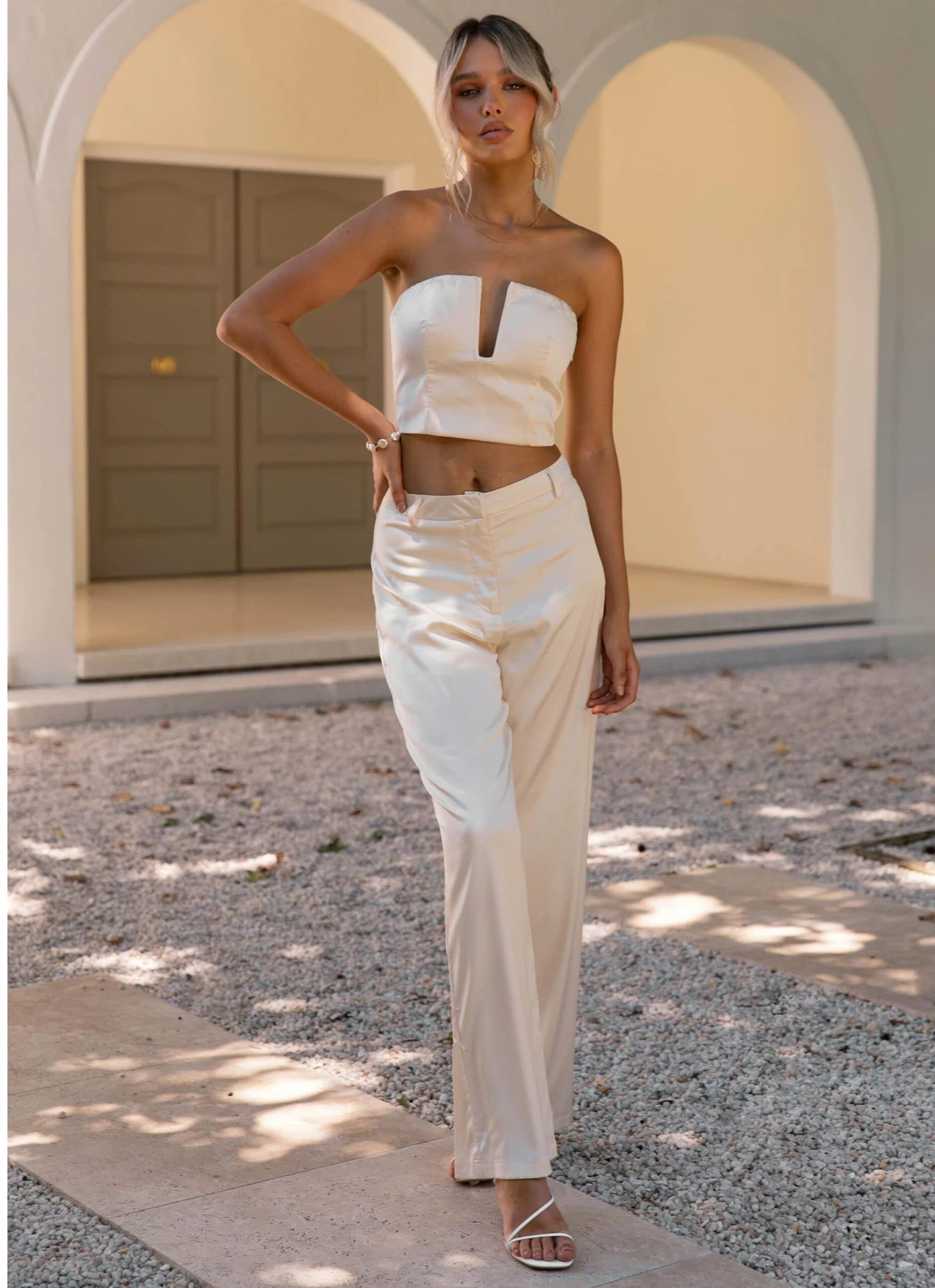 The Real Thing Satin Pants - Pearl 1 The Real Thing Satin Pants - Pearl