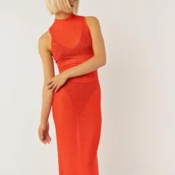 Cool To Be Kind Mesh Dress - Tangerine Monogram