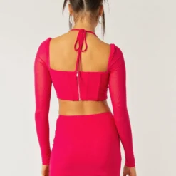 Sienna Mesh Halter Top - Magenta -Outfityo Sales cc89edfbc3454370a38a409e6a410b85