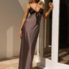 Flora Satin Maxi Dress - Steel Me Away