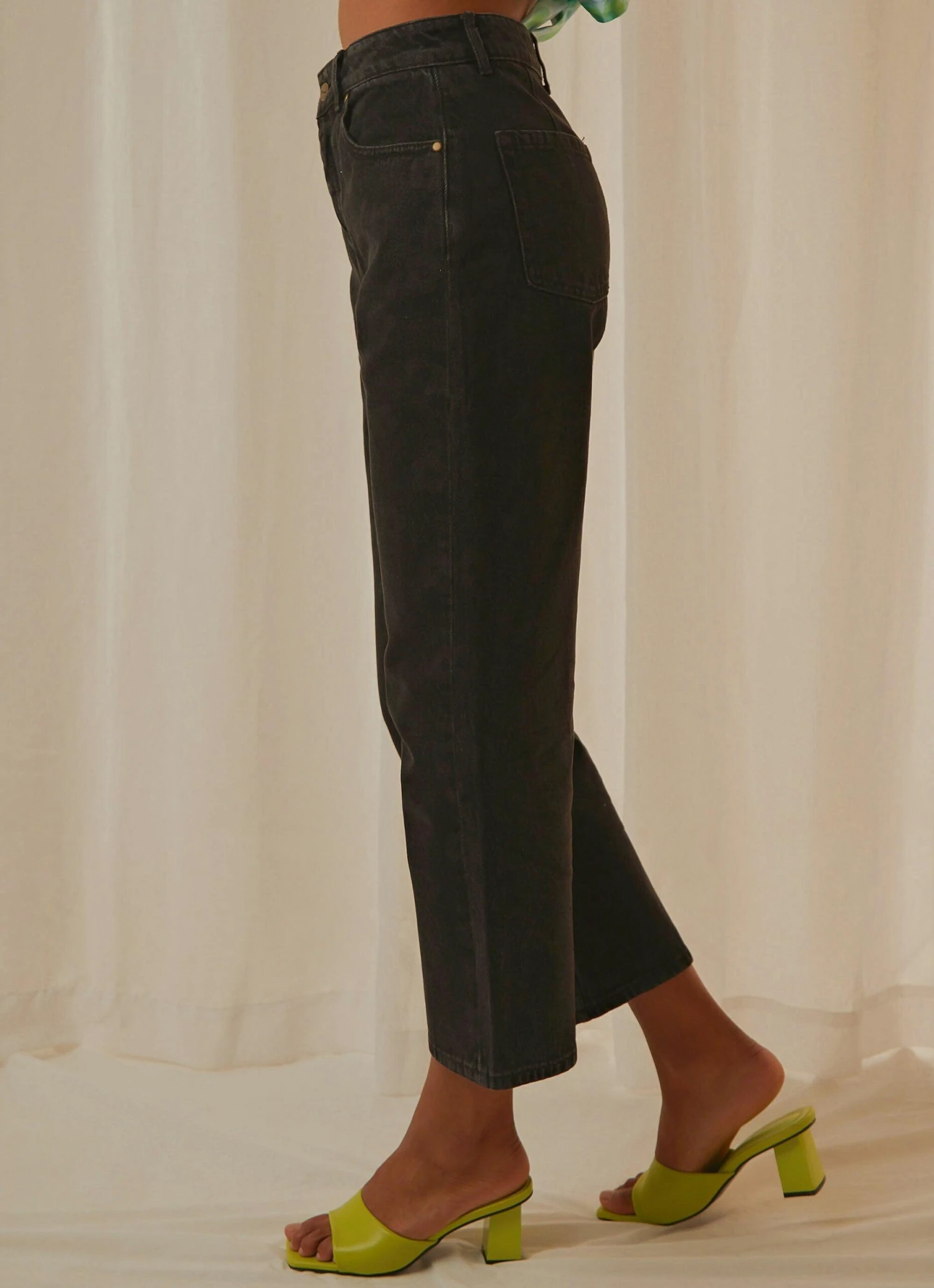 Afends Shelby Organic Denim Floral Jean - Washed Black 5 Afends Shelby Organic Denim Floral Jean - Washed Black - Image 5