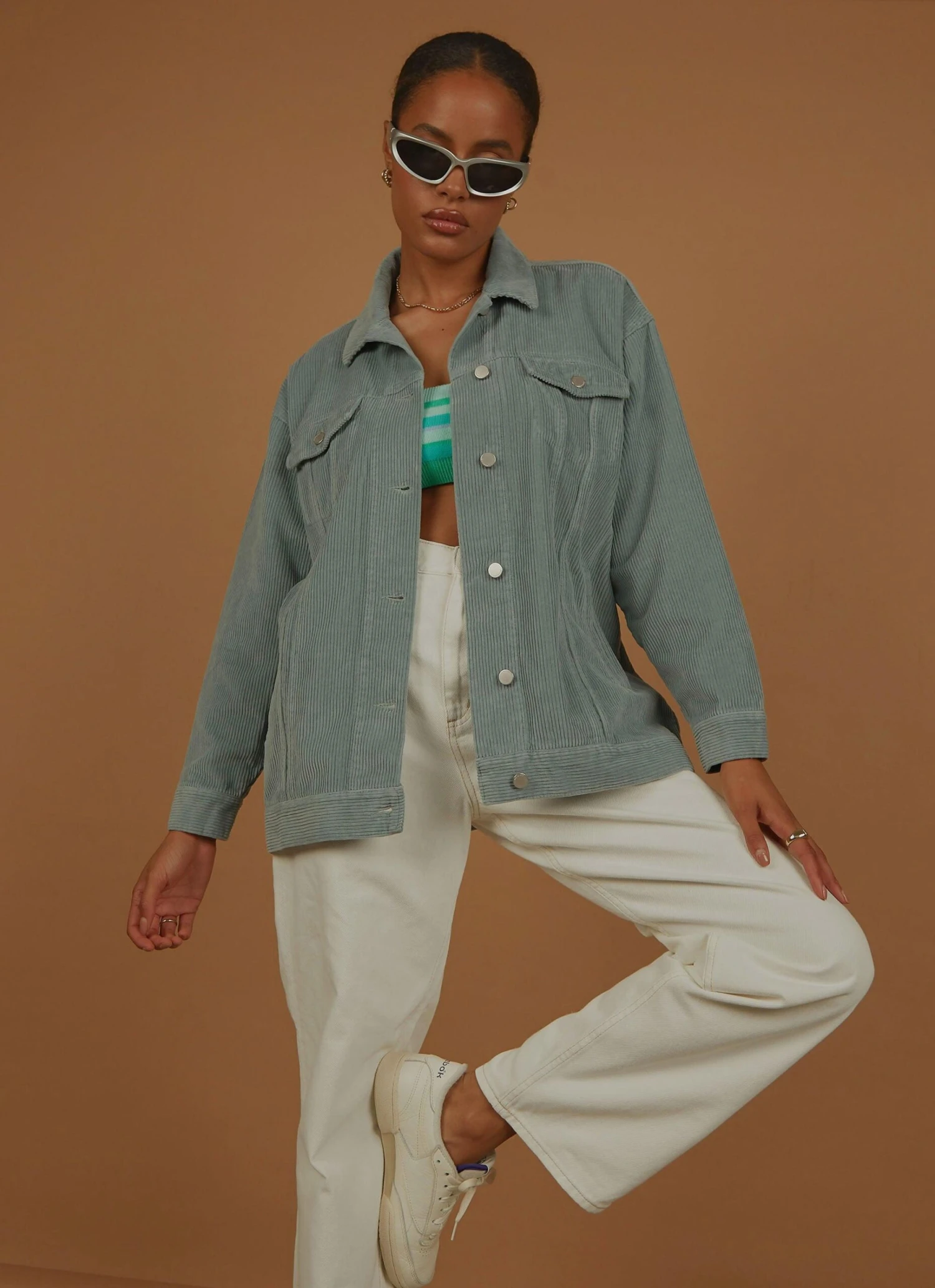 Binx Longline Cord Jacket - Marine 2 Binx Longline Cord Jacket - Marine - Image 2