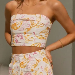 Sardinia Linen Bustier Top - Oceanus -Outfityo Sales dd92a087ad2341baadf0b31c741ed550