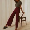 Afends Maisie Hemp Corduroy Flared Pant - Wine
