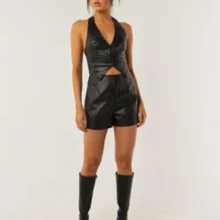 Music Muse Vest Top - Black PU -Outfityo Sales ed28184dcc4b433cbc67e9c84e615d1b