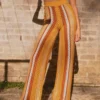 Sunfields At Sunset Crochet Pants - Golden Hour Stripe