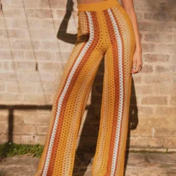 Sunfields At Sunset Crochet Pants - Golden Hour Stripe