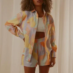 Emme Linen Shirt - Pastel Wave -Outfityo Sales f2f540f6d3554dc3b6564b8fd6dfc75e