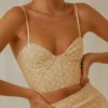 Sunday Girl Bustier Crop - Neutral Check