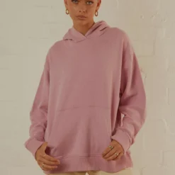 Afends Remi Hemp Oversized Hood - Smokey Pink